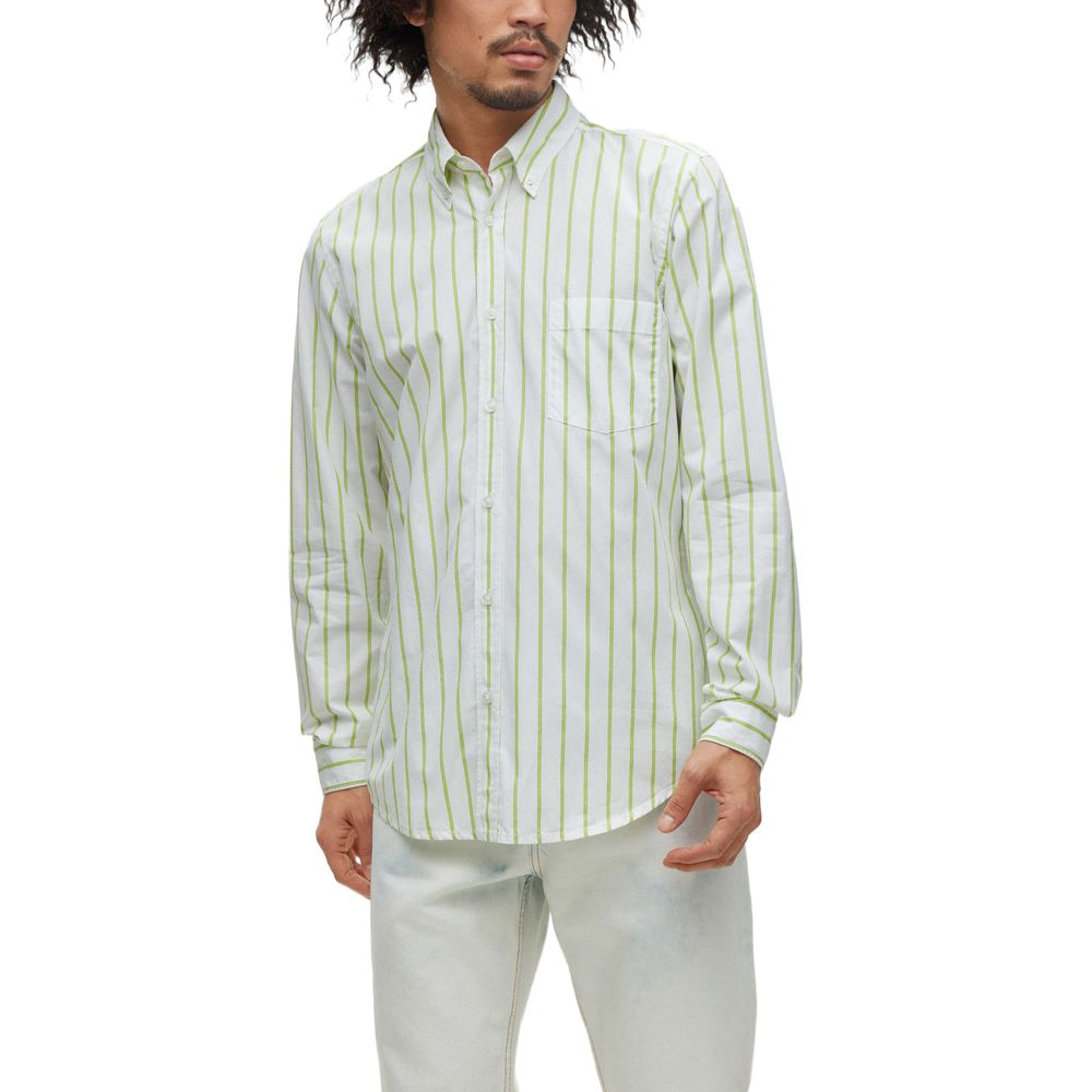 Camisa de algodão verde Hugo Boss