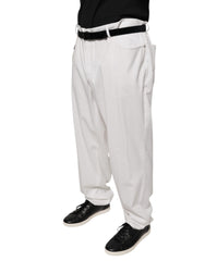 Calça social masculina Brunello Cucinelli de algodão branco afunilada