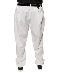 Calça social masculina Brunello Cucinelli de algodão branco afunilada