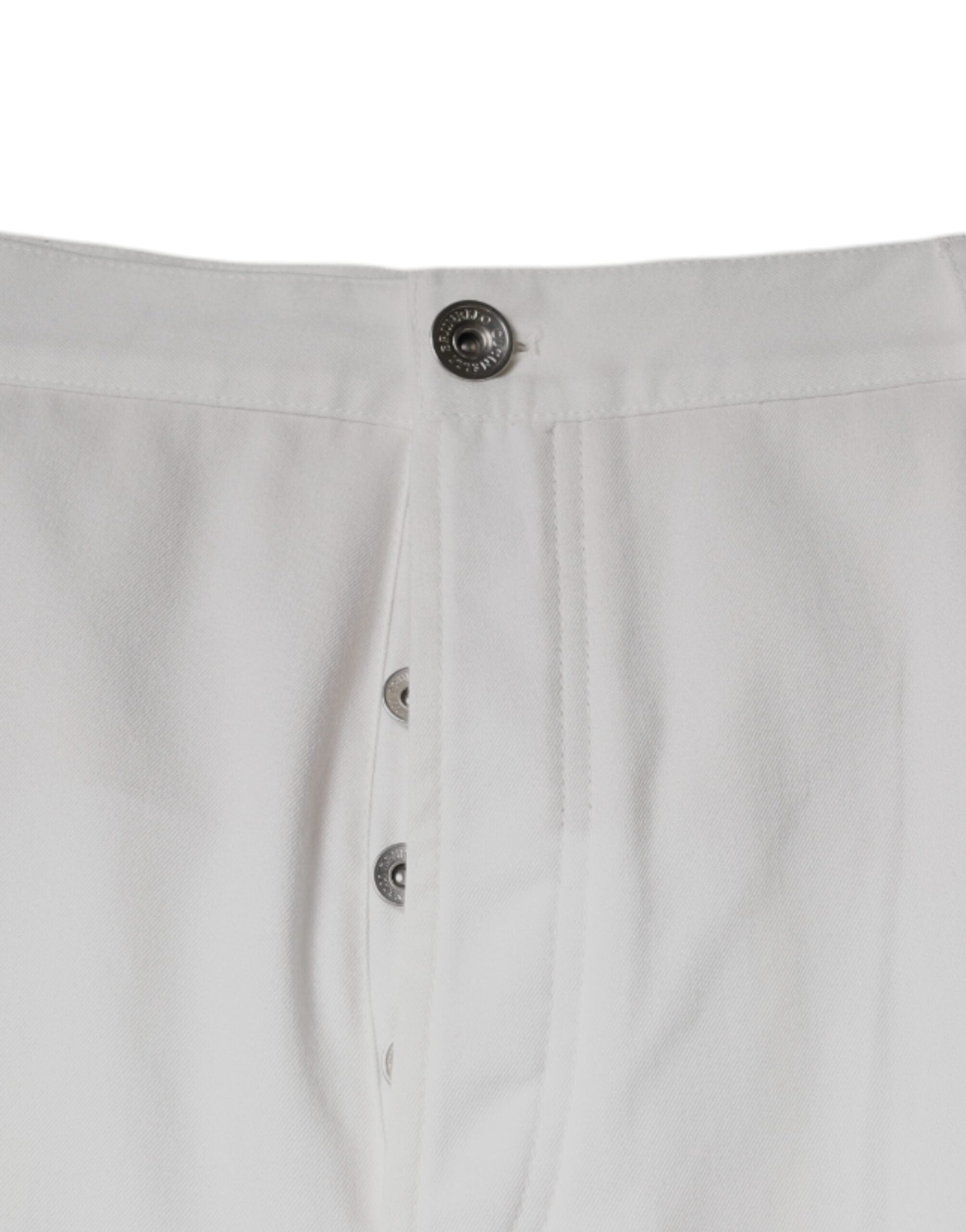 Calça social masculina Brunello Cucinelli de algodão branco afunilada
