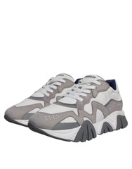 Tênis Versace Cinza Couro Neoprene Chunky Cano Baixo Squalo