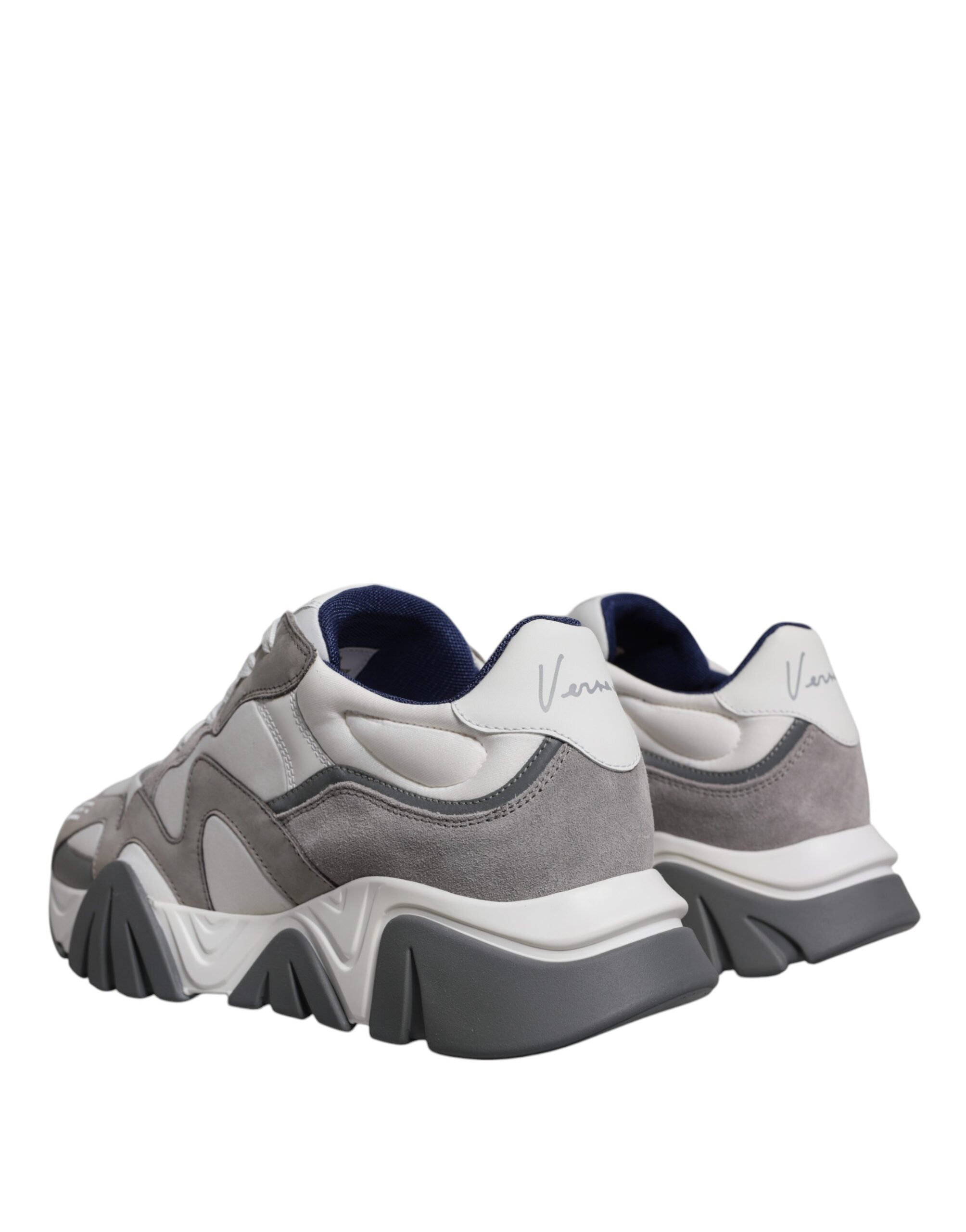 Tênis Versace Cinza Couro Neoprene Chunky Cano Baixo Squalo