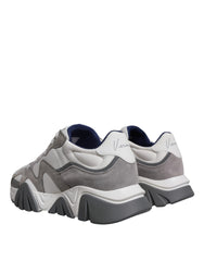 Tênis Versace Cinza Couro Neoprene Chunky Cano Baixo Squalo