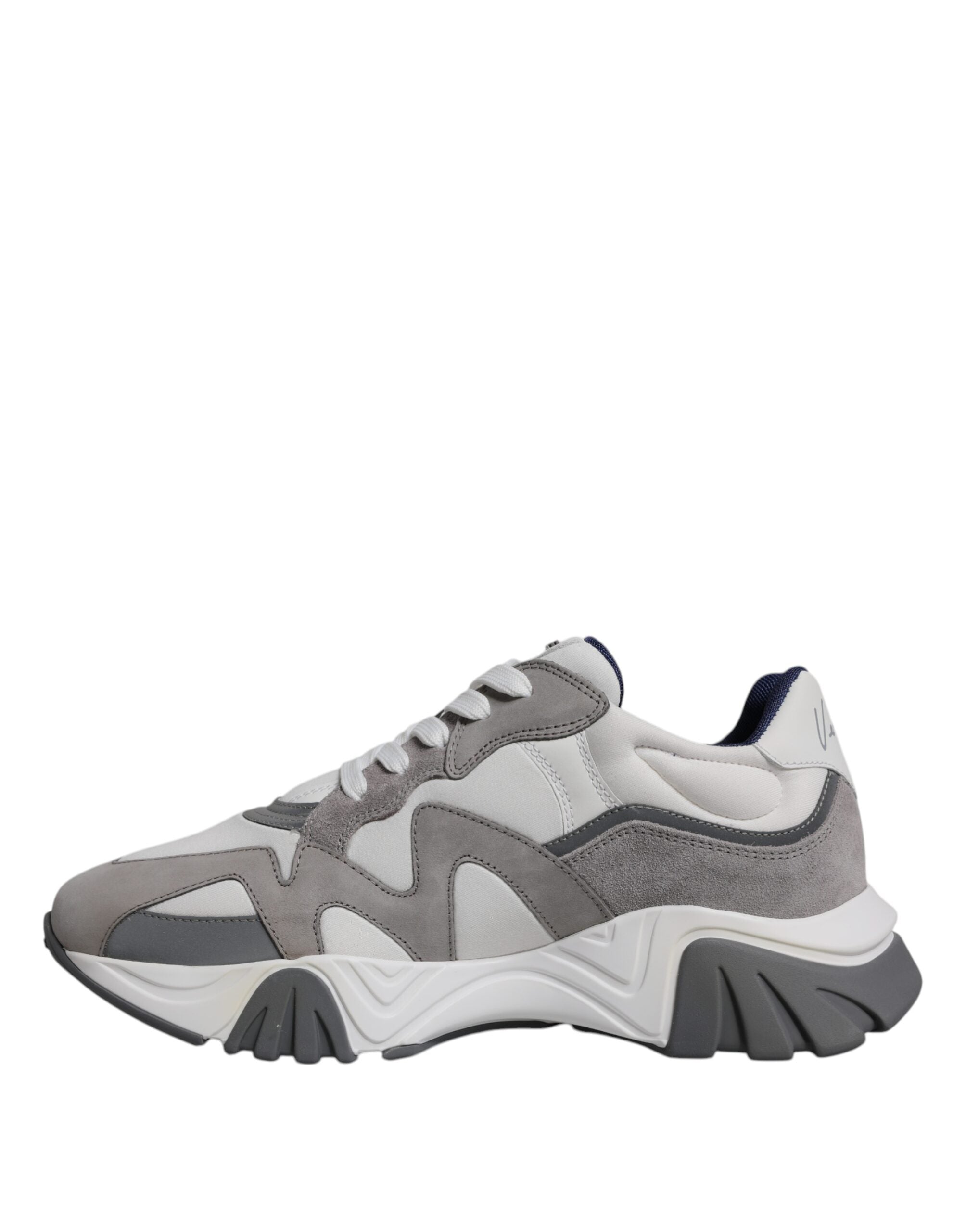 Tênis Versace Cinza Couro Neoprene Chunky Cano Baixo Squalo