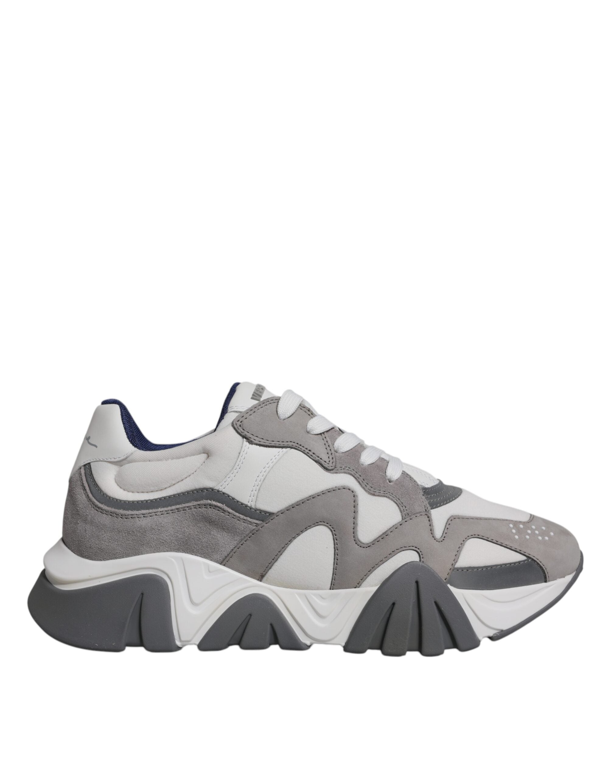 Tênis Versace Cinza Couro Neoprene Chunky Cano Baixo Squalo