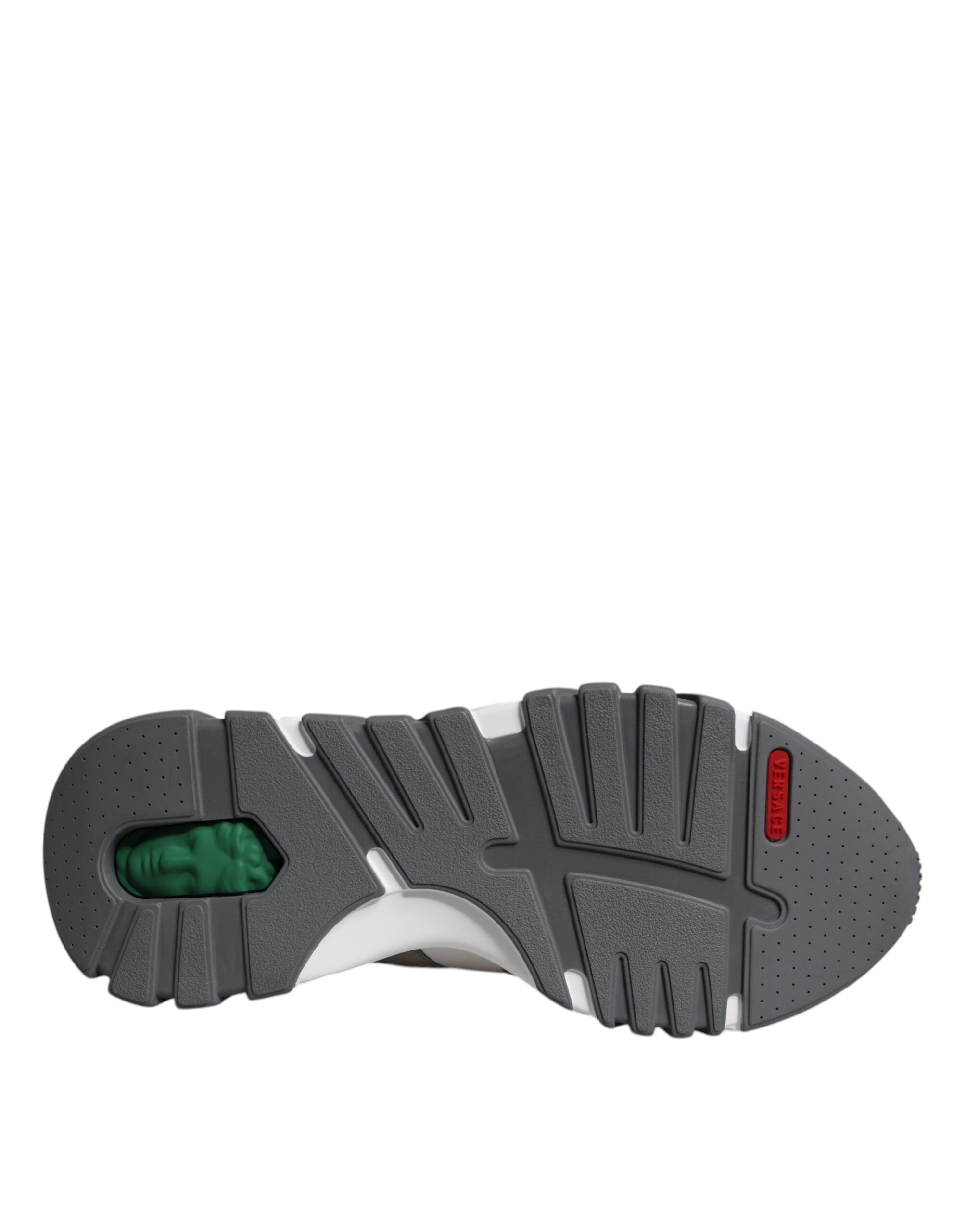 Tênis Versace Cinza Couro Neoprene Chunky Cano Baixo Squalo