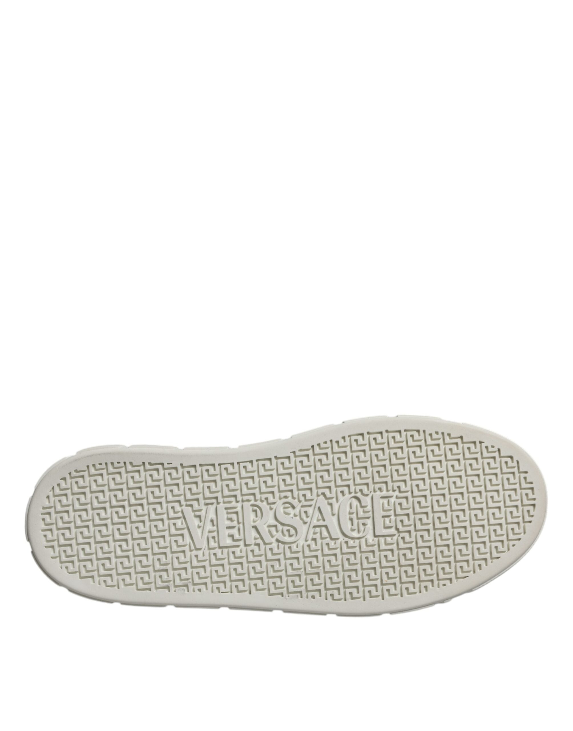Tênis masculino Versace branco marrom com estampa grega em TPU cano baixo