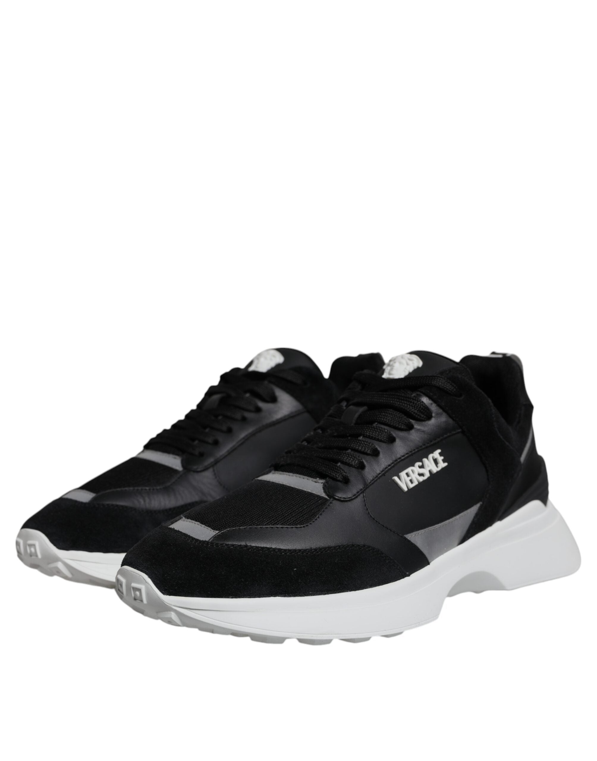 Tênis cano baixo Medusa Versace Canvas Quad em tecido preto