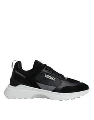 Tênis cano baixo Medusa Versace Canvas Quad em tecido preto