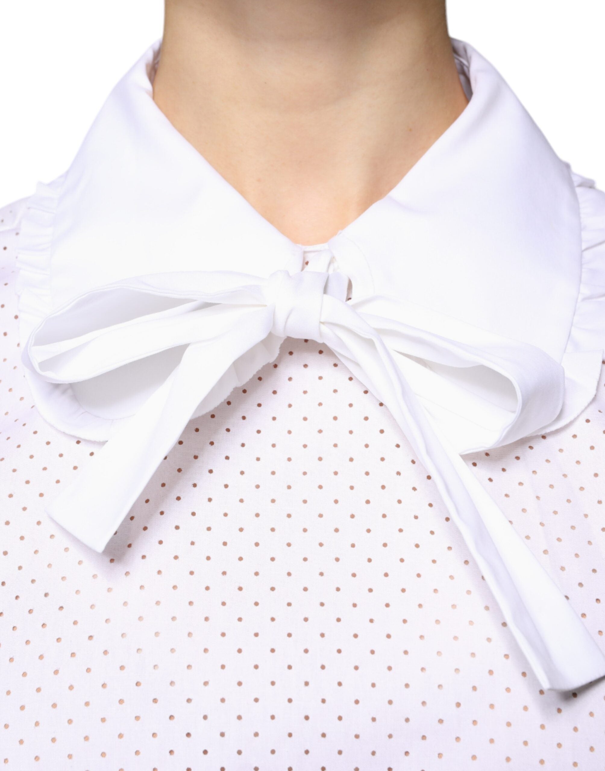 Blusa Valentino de algodão branca com mangas curtas e gola alta