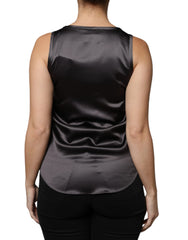 Blusa sem mangas Brunello Cucinelli preta de seda mista