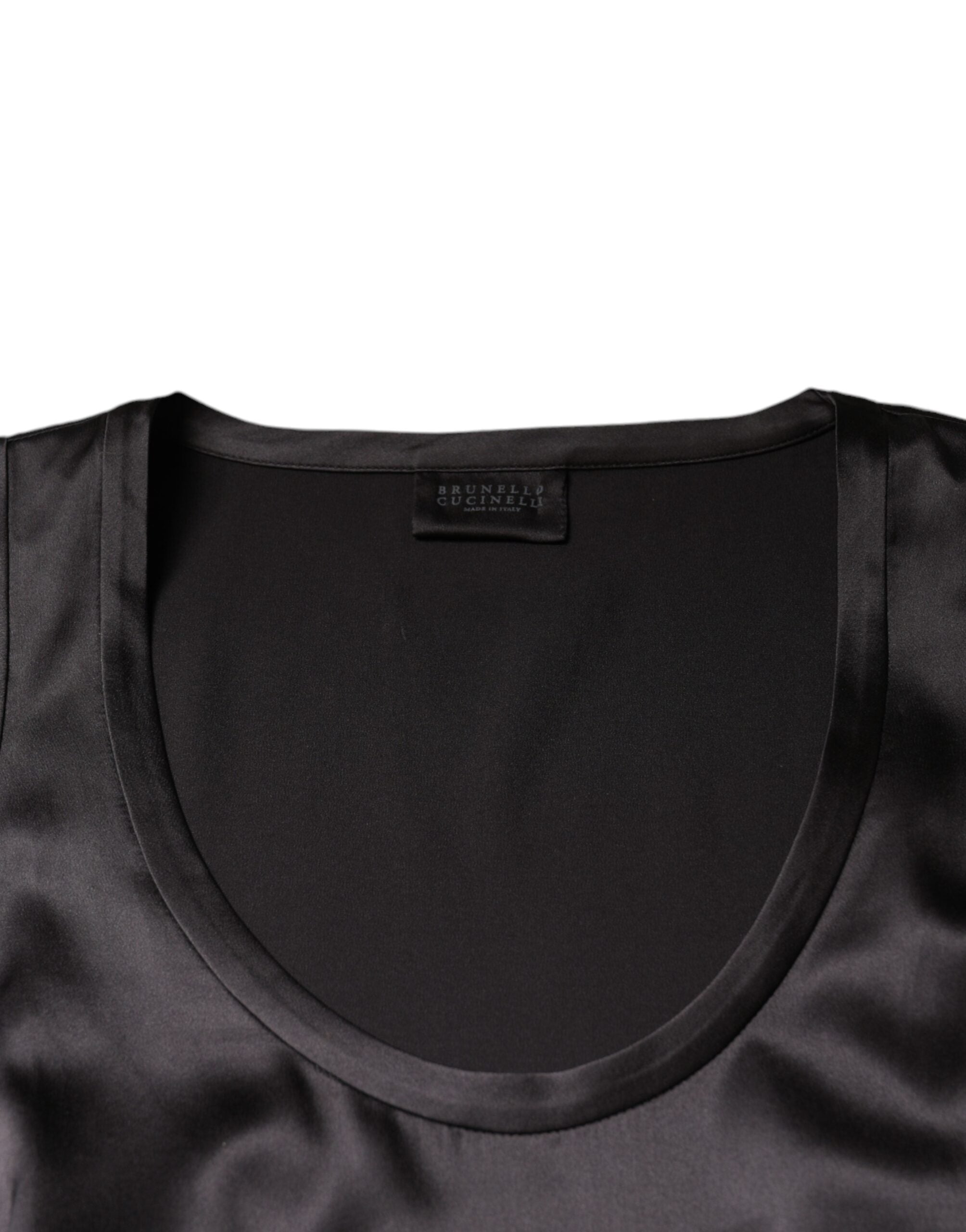 Blusa sem mangas Brunello Cucinelli preta de seda mista