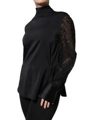 Blusa de manga comprida Brunello Cucinelli preta com mistura de seda