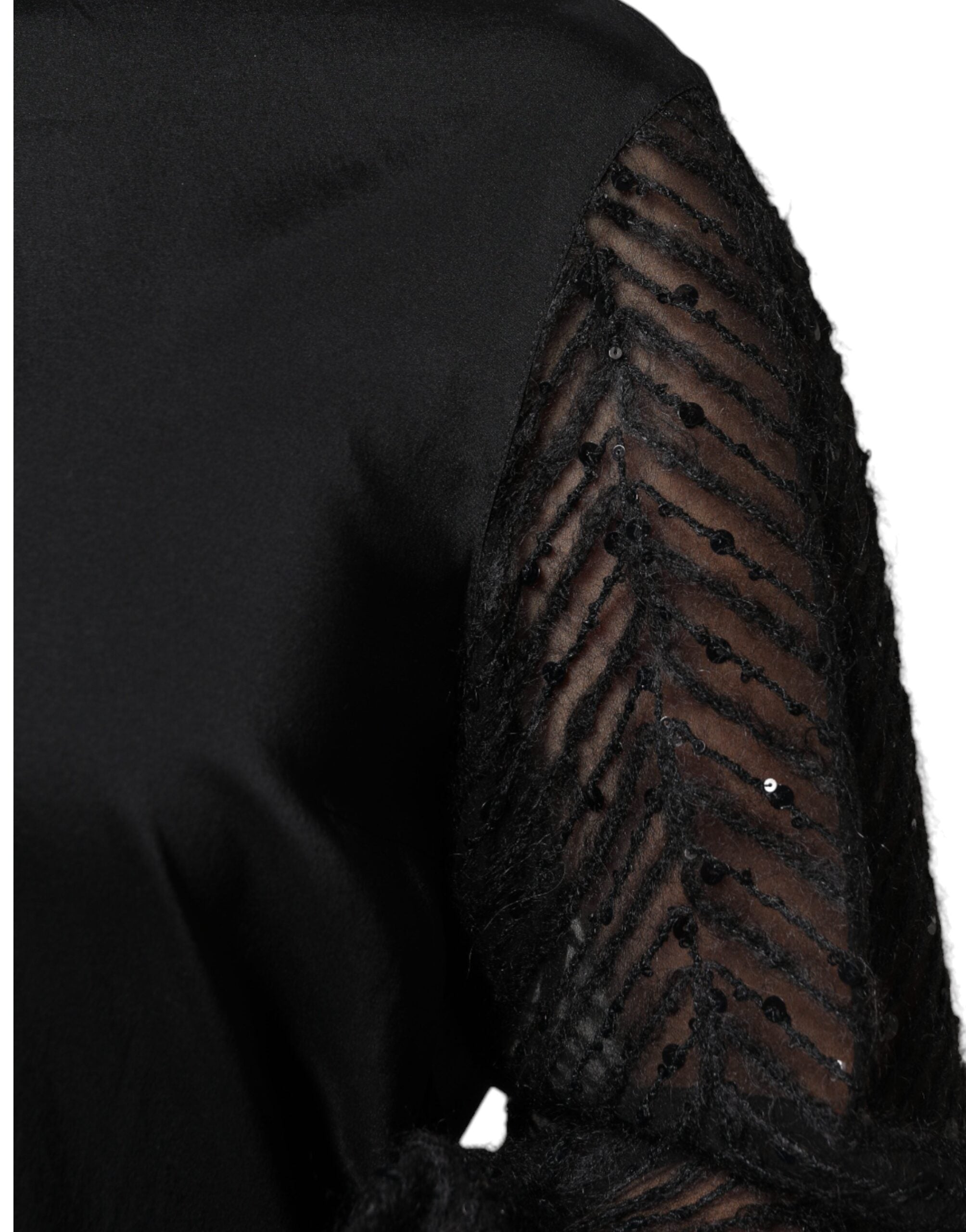 Blusa de manga comprida Brunello Cucinelli preta com mistura de seda