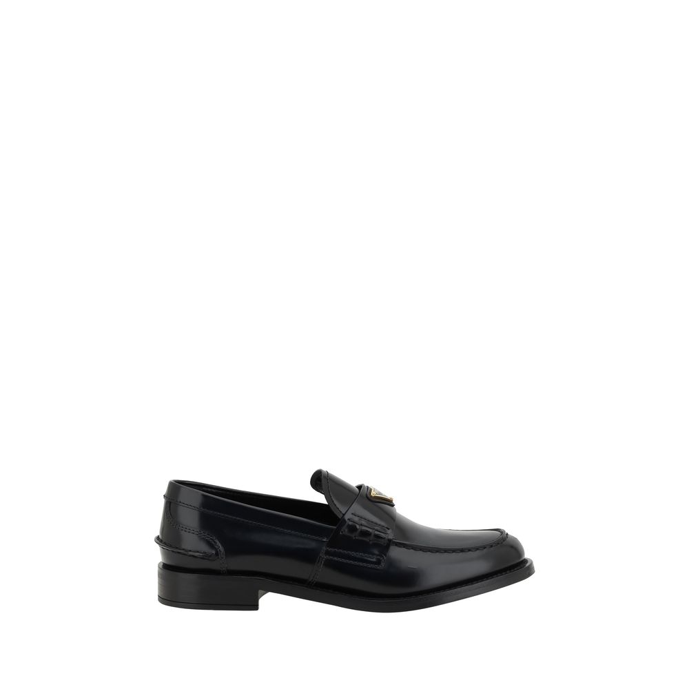 Mocassins Prada de couro preto com logotipo