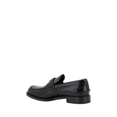 Mocassins Prada de couro preto com logotipo