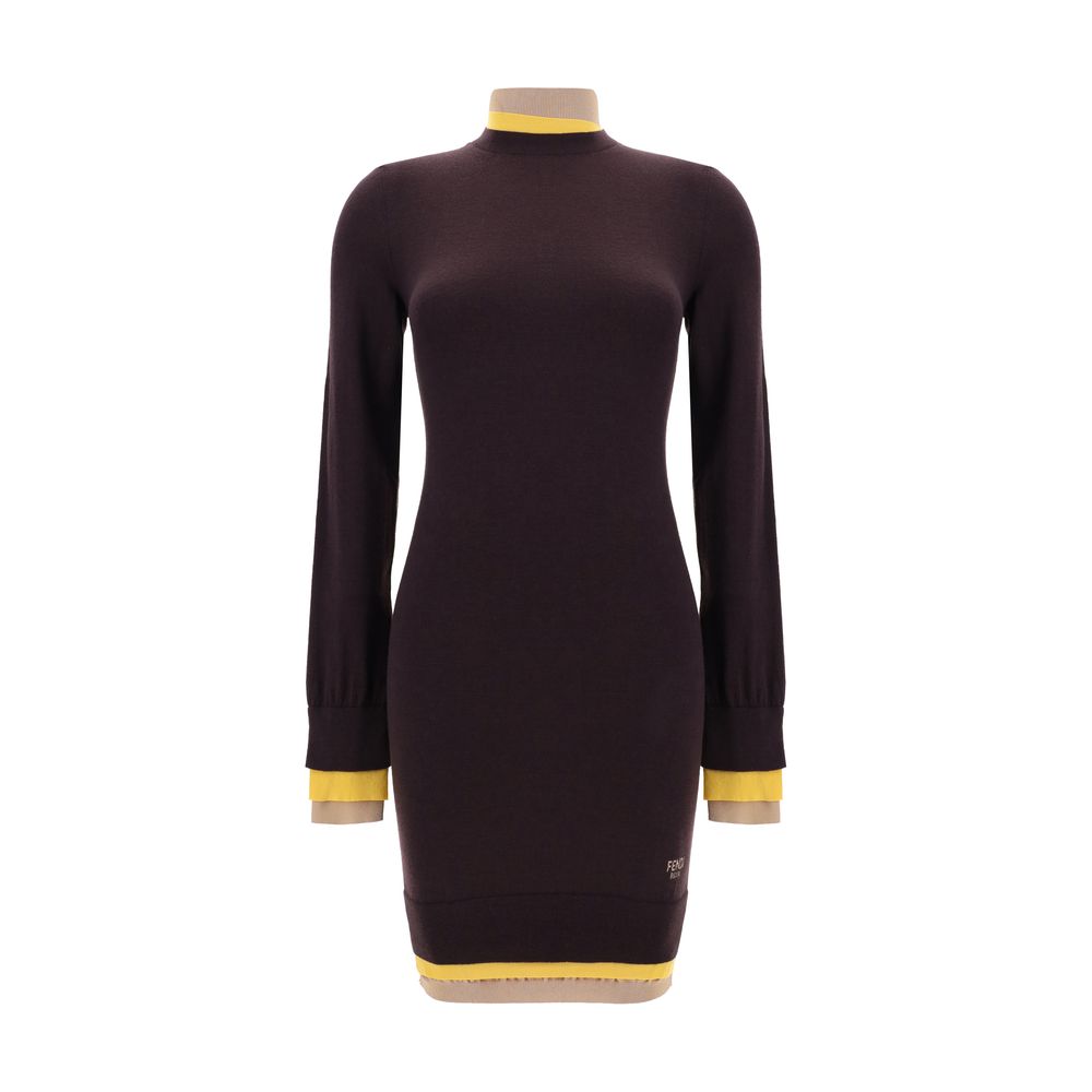 Vestido curto de gola alta Fendi