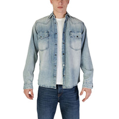 Camisa Hugo Boss de algodão azul claro