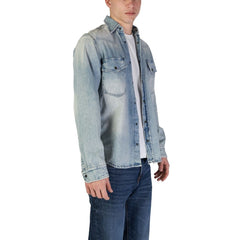 Camisa Hugo Boss de algodão azul claro