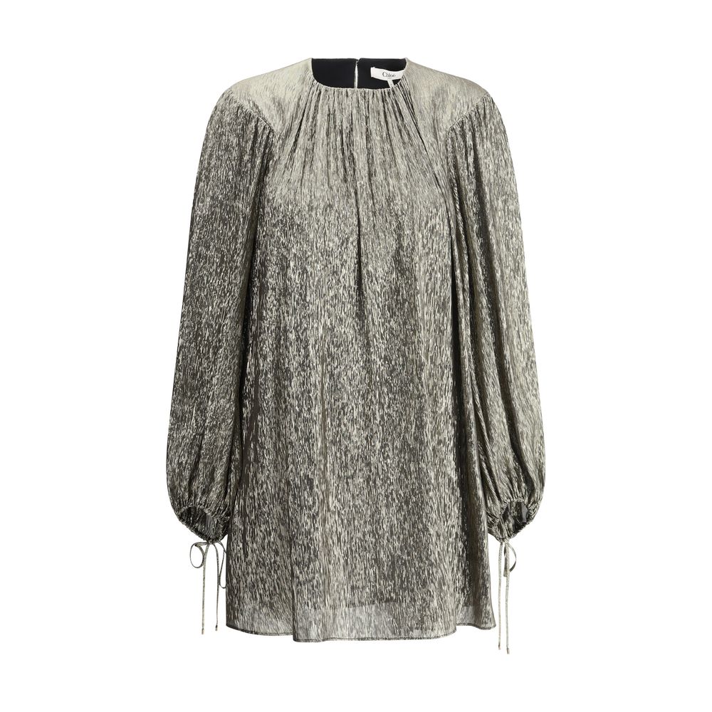 Vestido curto Chloé Silk Lamé