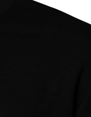 Suéter Versace Preto com Bordado Medusa e Gola Redonda