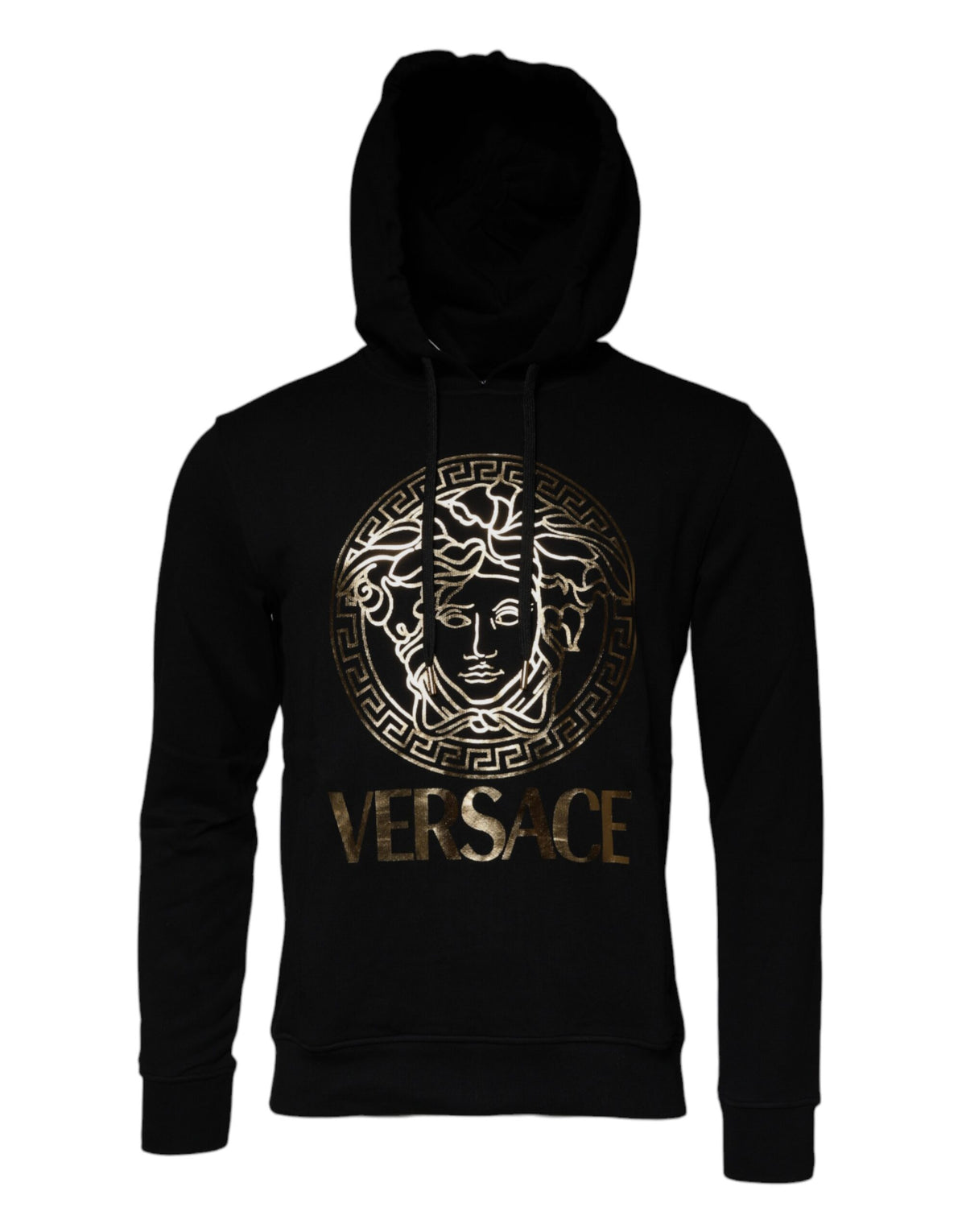 Moletom com capuz e estampa Medusa de algodão preto Versace