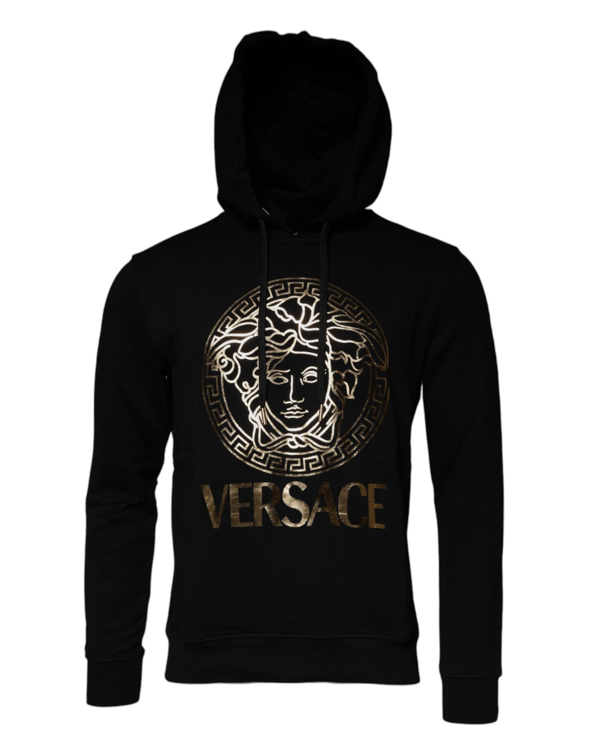 Moletom com capuz e estampa Medusa de algodão preto Versace
