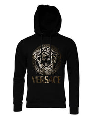 Moletom com capuz e estampa Medusa de algodão preto Versace