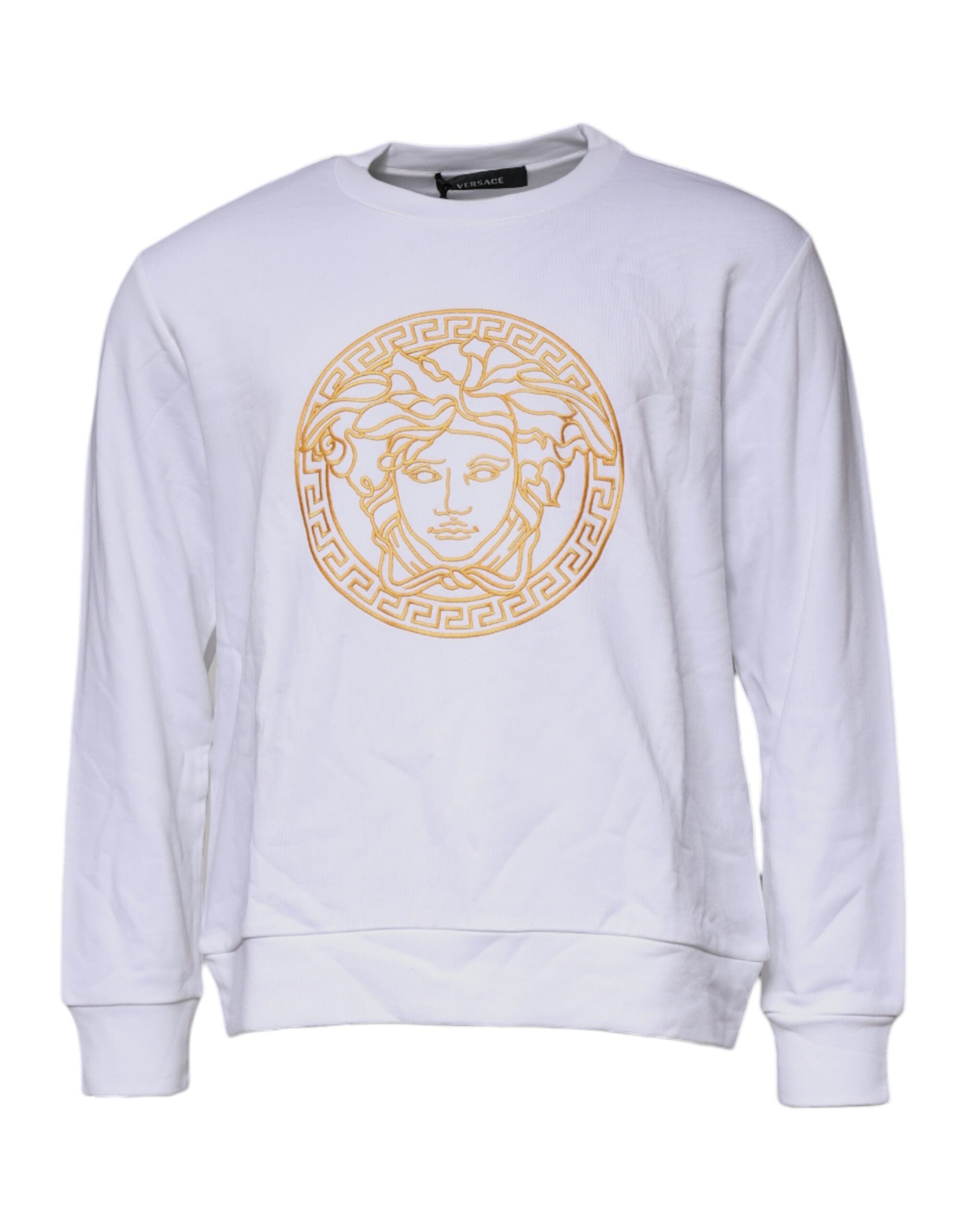 Suéter Versace com gola redonda e bordado Medusa branco