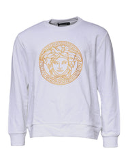 Suéter Versace com gola redonda e bordado Medusa branco
