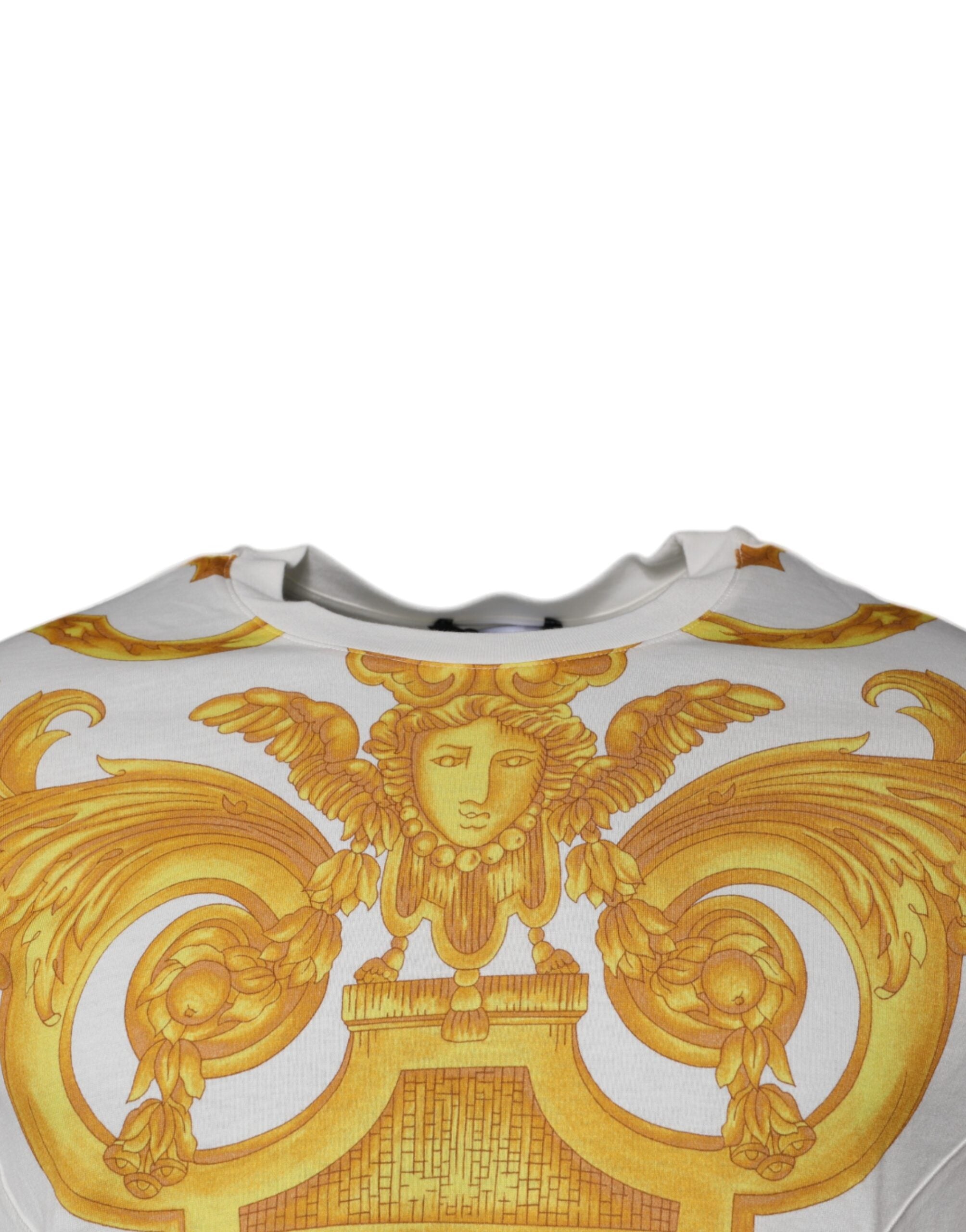 Camiseta de algodão com gola redonda e estampa Medusa branca Versace