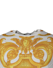 Camiseta de algodão com gola redonda e estampa Medusa branca Versace