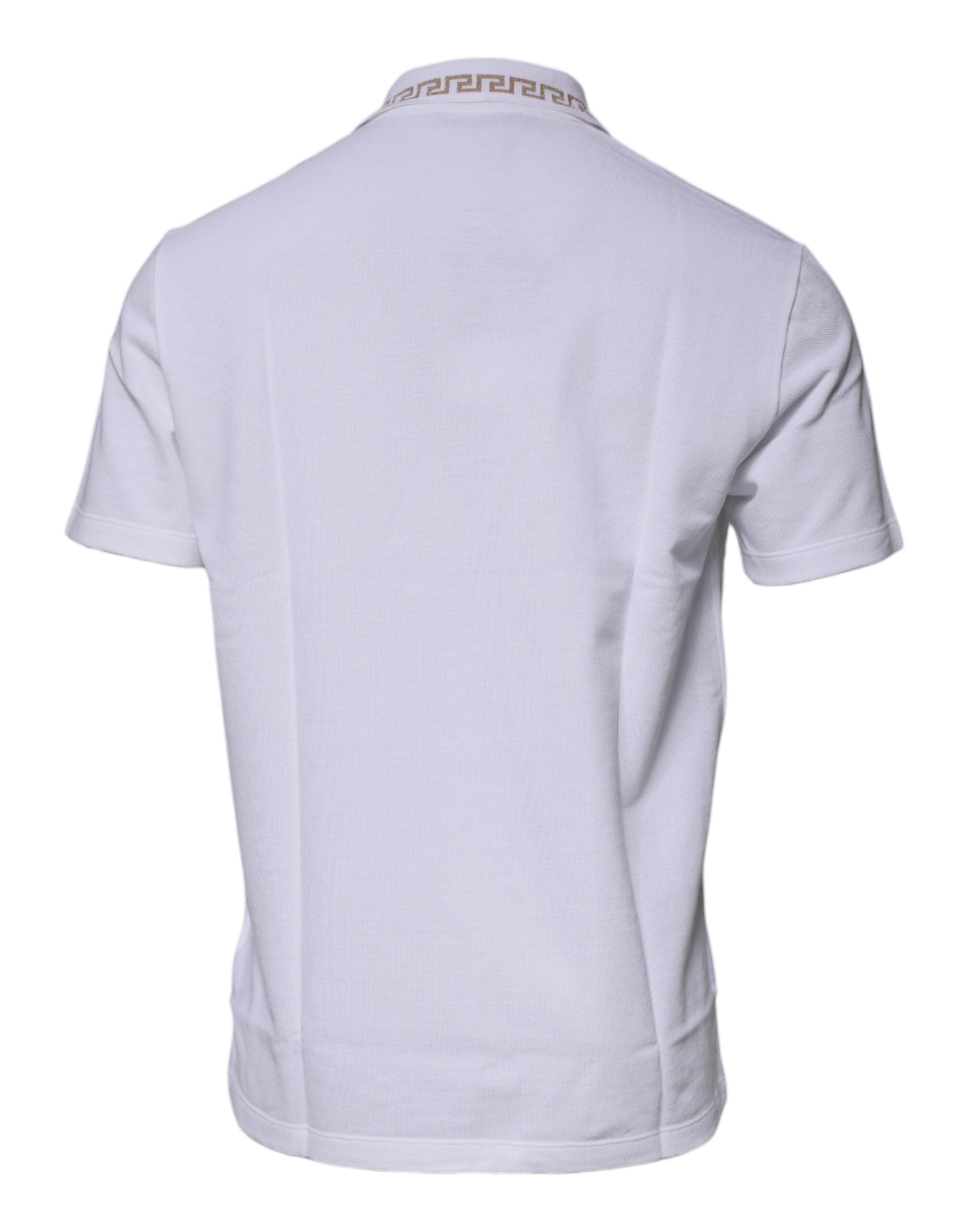 Camiseta polo masculina de manga curta com gola de viscose branca Versace