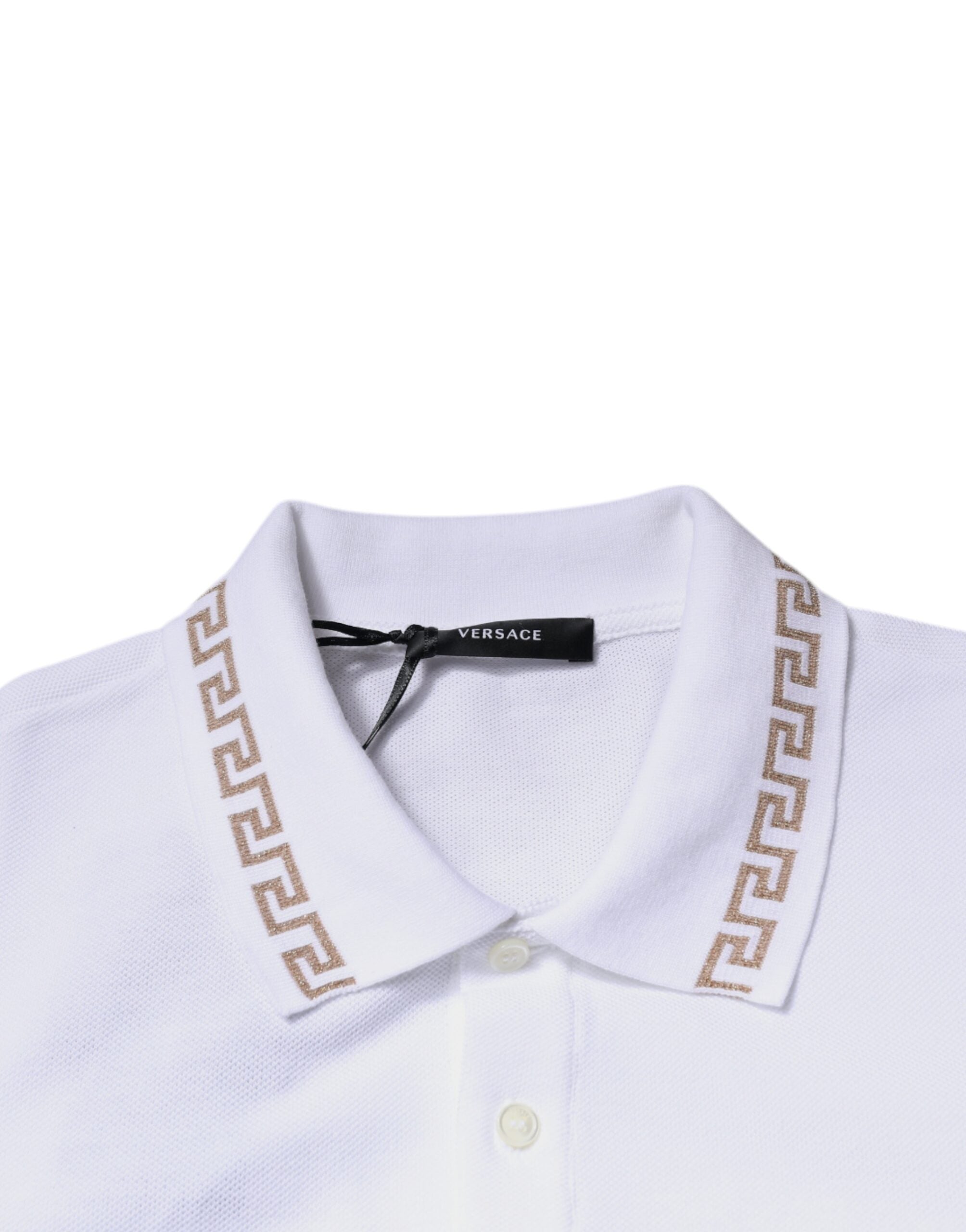 Camiseta polo masculina de manga curta com gola de viscose branca Versace