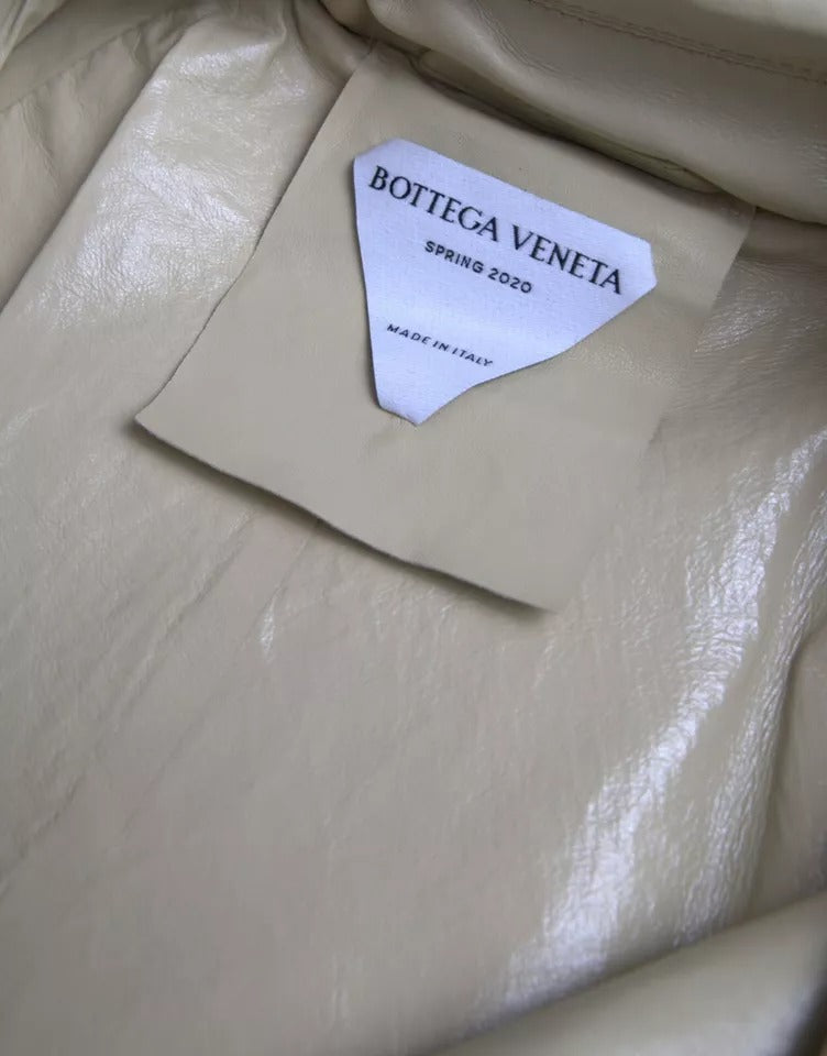 Jaqueta de couro de cordeiro bege Bottega Veneta