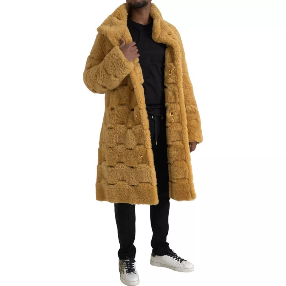 Bottega Veneta Casaco longo de lã amarela Teddy