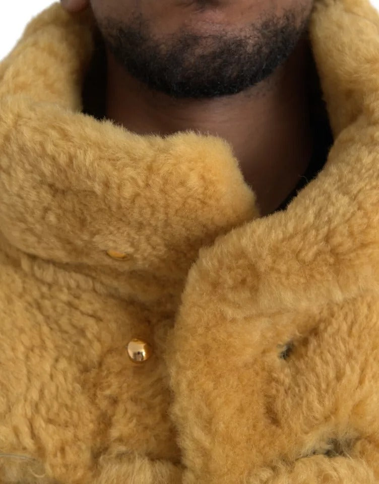 Bottega Veneta Casaco longo de lã amarela Teddy