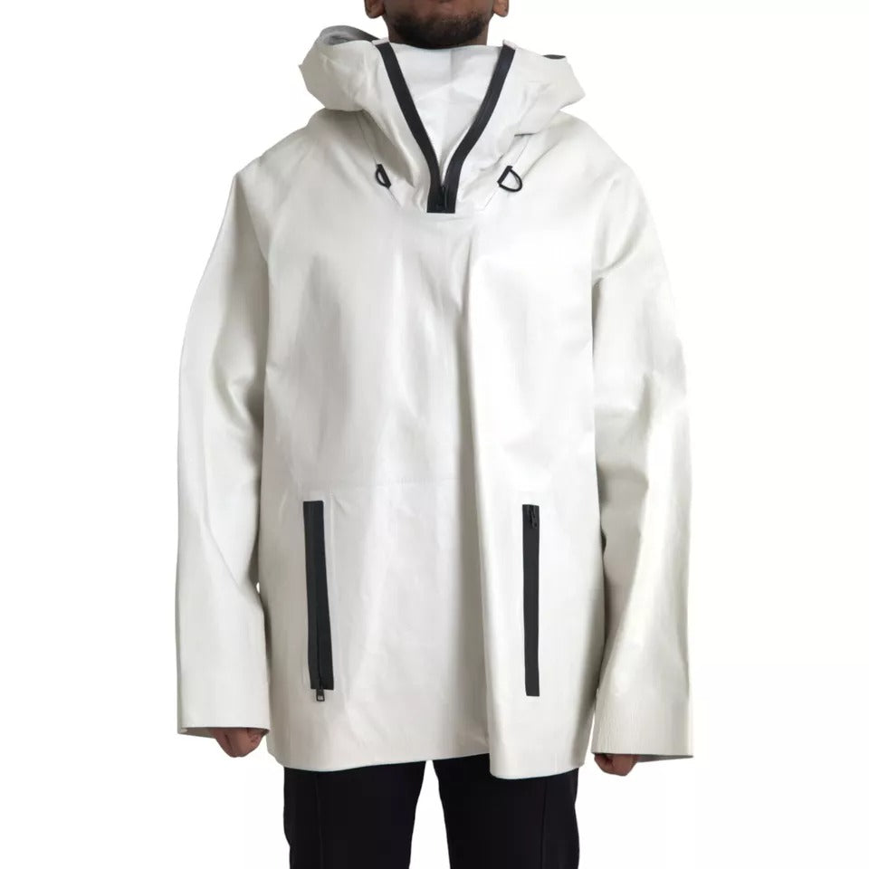 Jaqueta impermeável masculina de couro branco Bottega Veneta Bluson