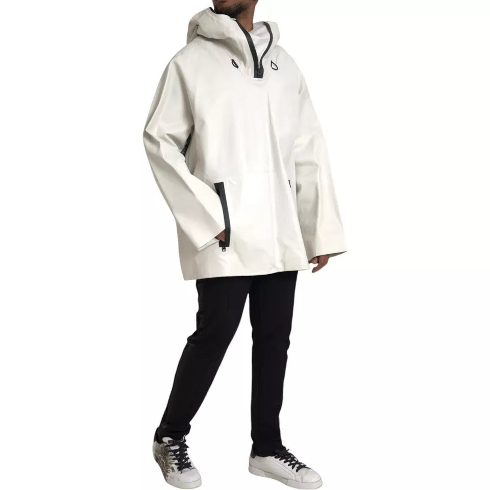 Jaqueta impermeável masculina de couro branco Bottega Veneta Bluson