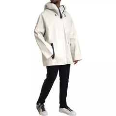 Jaqueta impermeável masculina de couro branco Bottega Veneta Bluson
