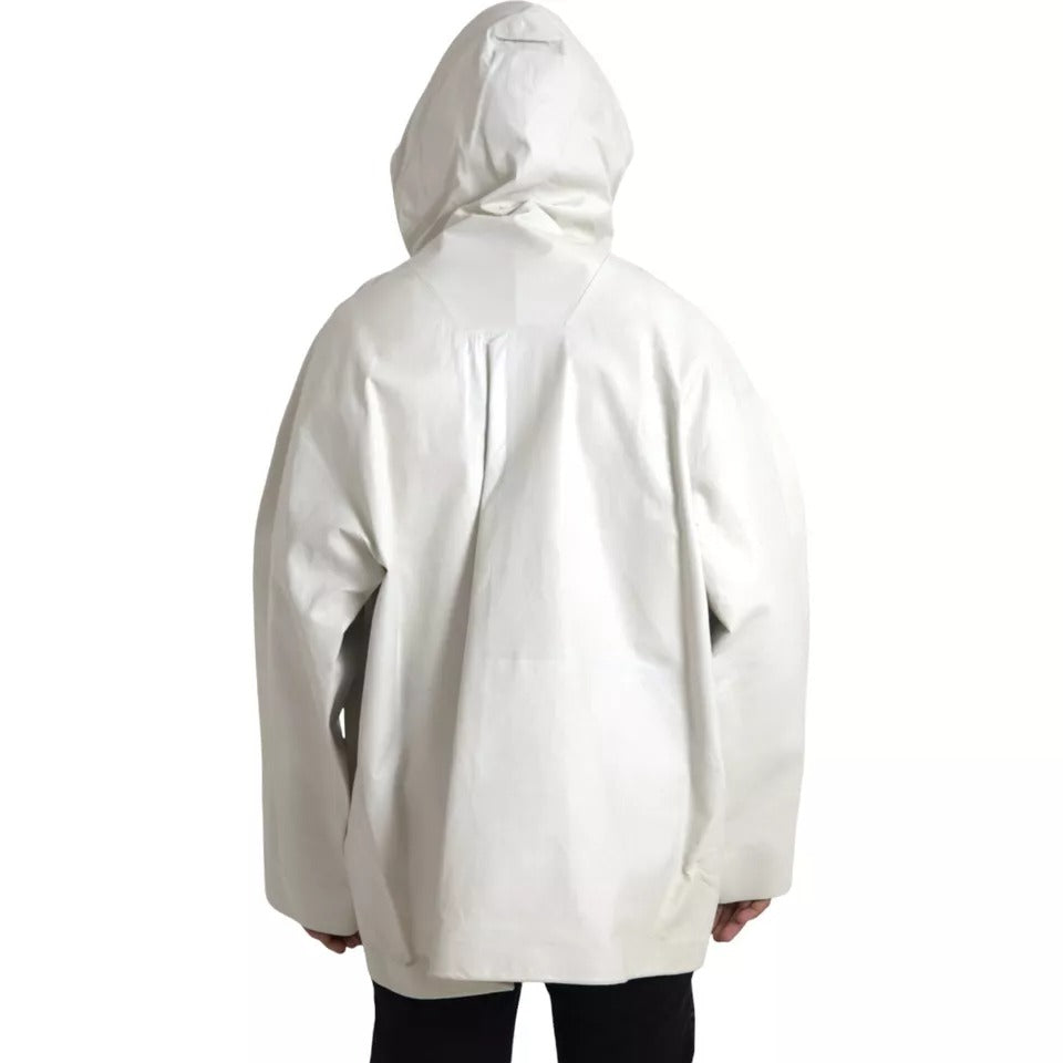 Jaqueta impermeável masculina de couro branco Bottega Veneta Bluson