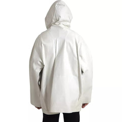 Jaqueta impermeável masculina de couro branco Bottega Veneta Bluson
