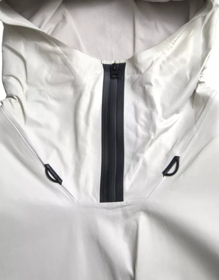 Jaqueta impermeável masculina de couro branco Bottega Veneta Bluson
