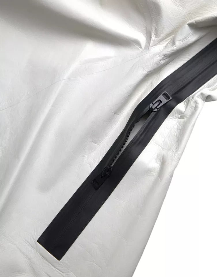 Jaqueta impermeável masculina de couro branco Bottega Veneta Bluson