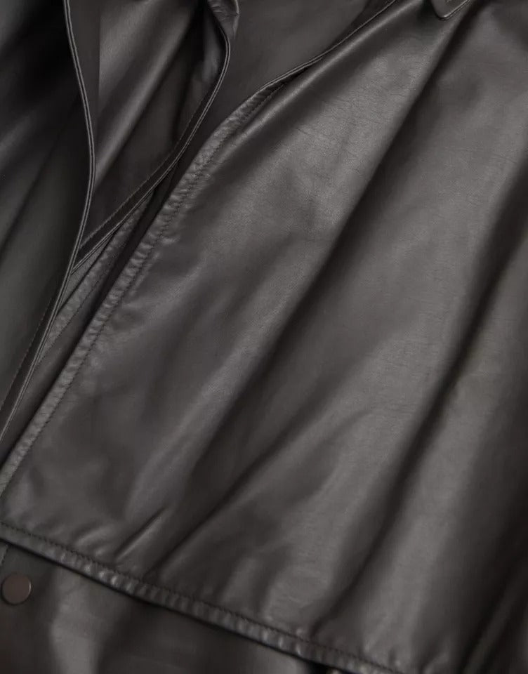 Jaqueta impermeável masculina Bottega Veneta de couro preto