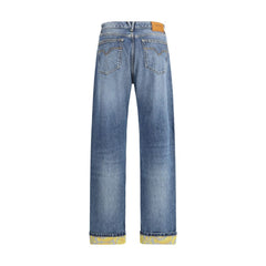 Calça jeans Versace Barocco com barra dobrada