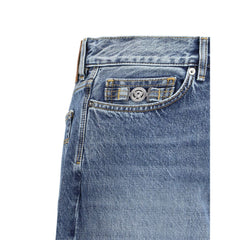 Calça jeans Versace Barocco com barra dobrada
