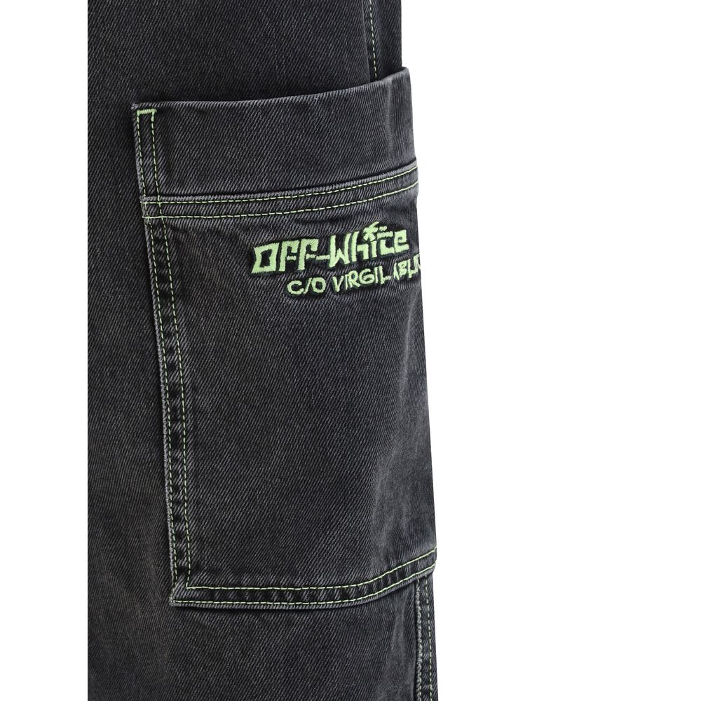 Calça Jeans Cargo Vintage Off-White