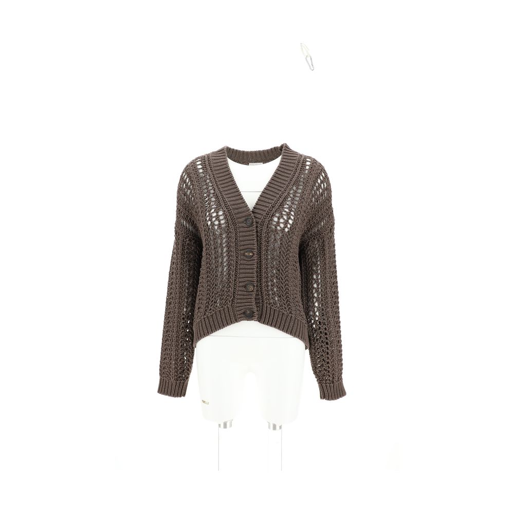 Cardigan Brunello Cucinelli em malha perfurada
