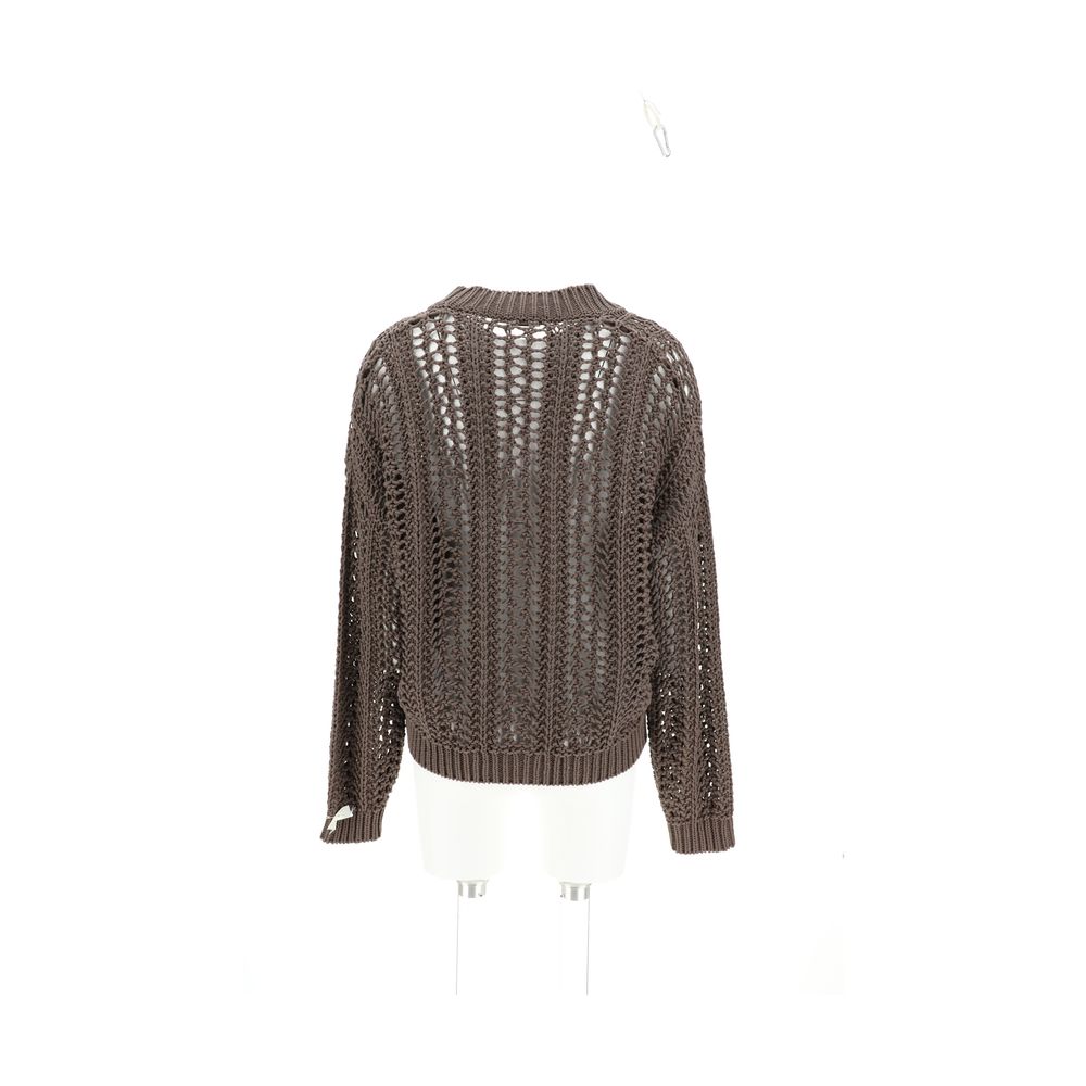 Cardigan Brunello Cucinelli em malha perfurada